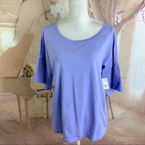 NEW Lord & Taylor Lavender Flutter Sleeve Tee Shirt